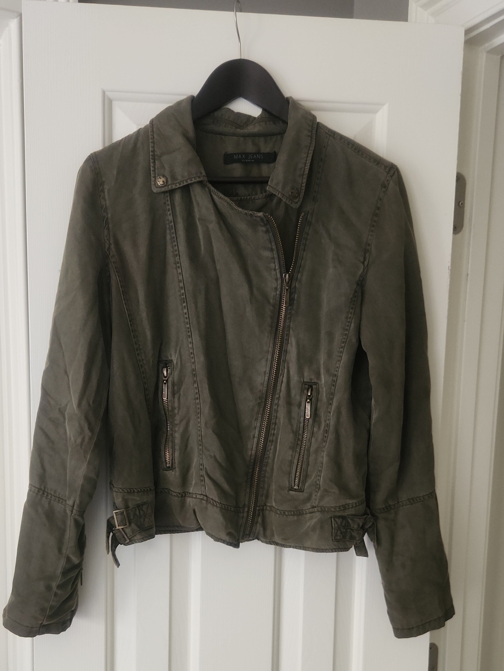 Max Jeans Women's Olive Green Moto Jacket